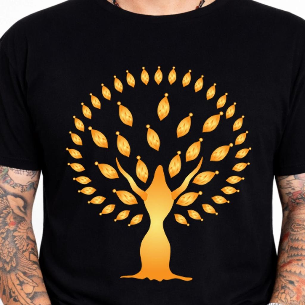 Tree Of Life Golden T Shirt Yoga Spiritual Meditation Zen Nature Lover Gift Tee