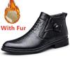 Модные мужские зимние ботинки из натуральной кожи, уличные плюшевые теплые мужские сноубутсы, нескользящие ботильоны на шнуровке, уличная мужская деловая обувь