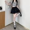 Летняя одежда Сетчатая юбка Черно-белая мини-юбка Женские черные милые пышные юбки 2023 Корейская модная новая одежда Уличная одежда