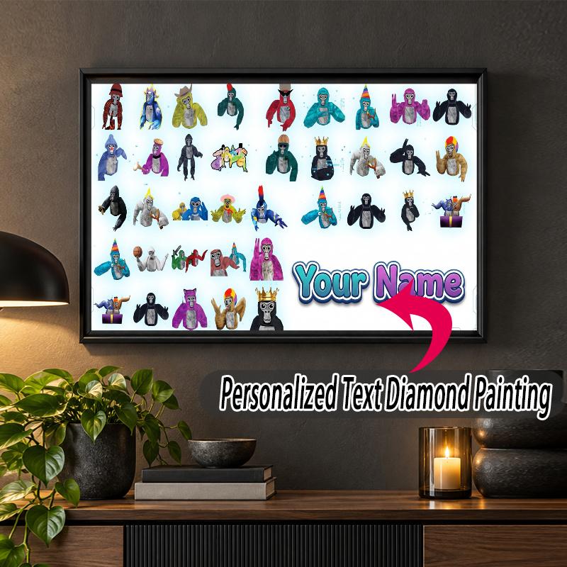 Gorilla Tag Custom Name Text 5D Diamond Painting Kit DIY Full Drill Diamond Art Decoration