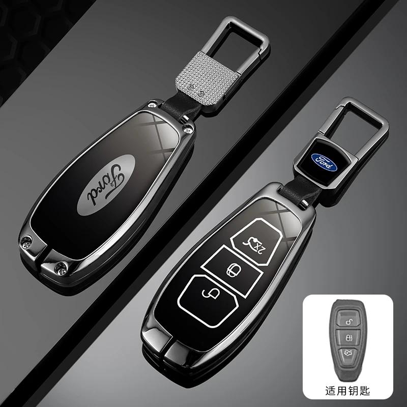 Car Sticker Hot For Ford New Leather Car Remote Key Case Keychain Accessories Holder for Ford ST Line Fiesta Focus Mondeo Ecospo