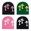 Winter Fashion Knitted Hat for Women Men Keep Warm Couple Skullies Windproof Spring Cycling Hats Cross Decor Beanies Hat