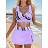 Женский комплект из 3 предметов купальника, модный бикини с юбкой, пляжная одежда, регулируемый верх с завязками и юбка с завязками по бокам