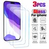 3Pcs Tempered Glass For iPhone 16 14 15 Pro Max 13 12 Mini Screen Protector For iPhone 16 15 Plus X XR XS Max Protective Glass