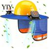 Quick-drying Helmet Cover Hat Neck Shield with Fan, Ventilation Visor Mesh Design, Full Brim Guard Sun Protection for Construction Outdoor Work Hiking