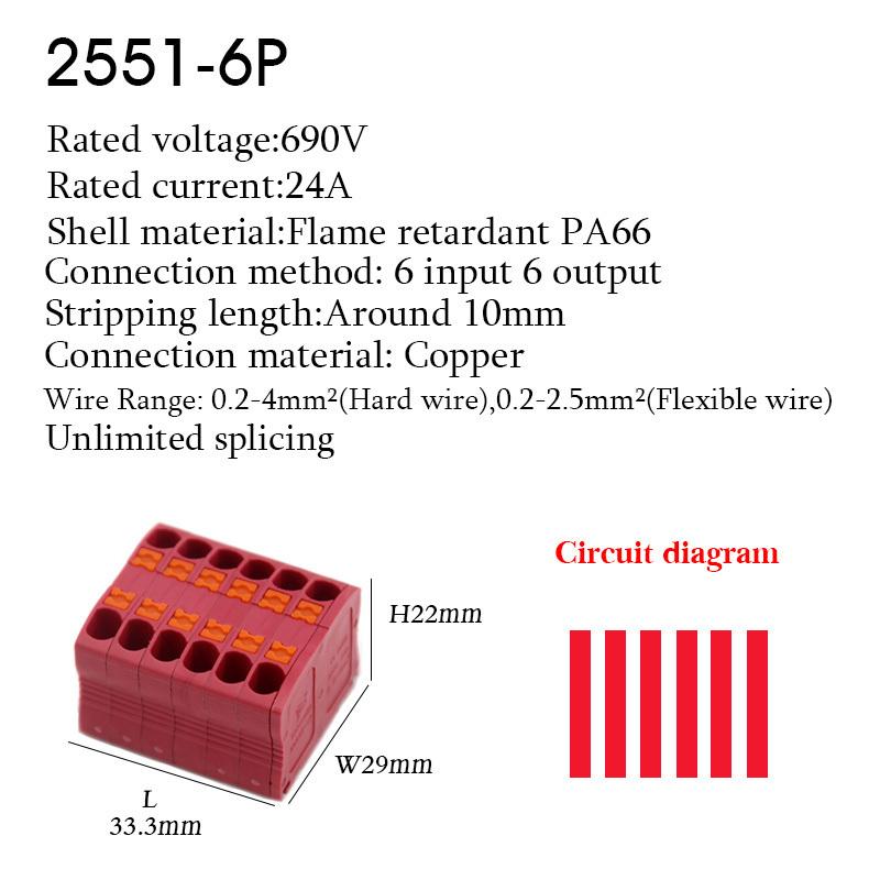 Push-In Wire Connectors Electrical Cable Terminal Block Multiple In/out DIN Rail Mount With Fixing Hole Spliceable DIY Connectio