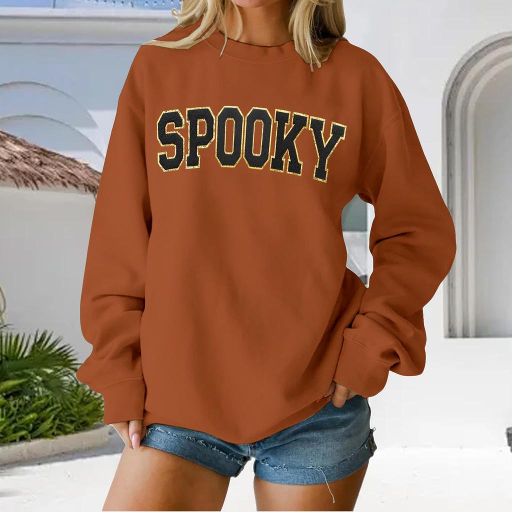 Women's Round Neck Printed Tops Cotton Casual Fashion Long Sleeve Pullover Top Blouse