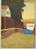 [USED] Hand-painted house landscape, oil painting, F4, framed, Takashi Tateyama