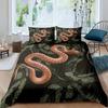 Snake Duvet Cover Set 3D Python Palm Leaf Bedding Set King Size Reptile Tropical Theme Quilt Cover For Kids Boys Girls Teens