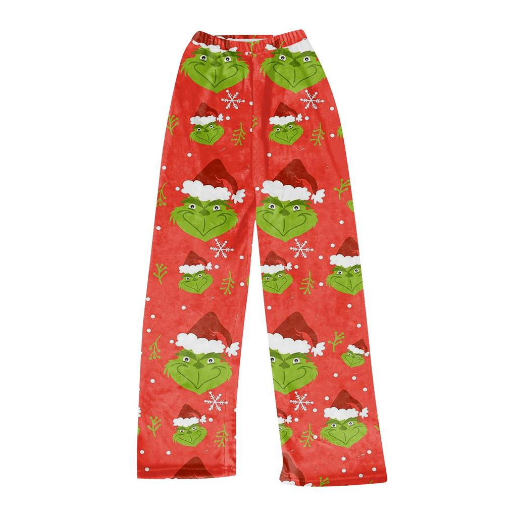 Women's Fashion Casual Christmas Printed Pants Plush Casual Pants