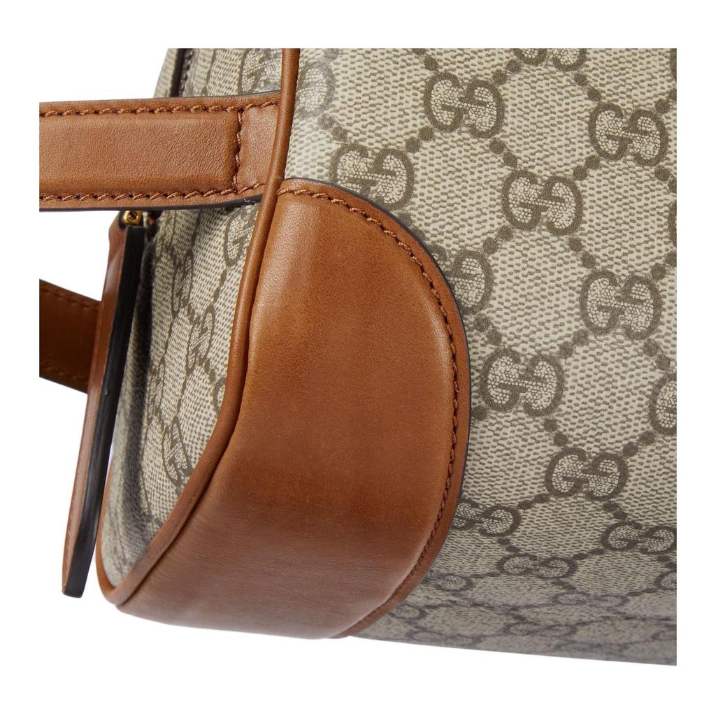 Gucci Бренд GG Эмблема Печать Молния Кожаная косметичка Средняя Мужская косметичка Бежевый Темно-коричневый 821163-FAED0-9786