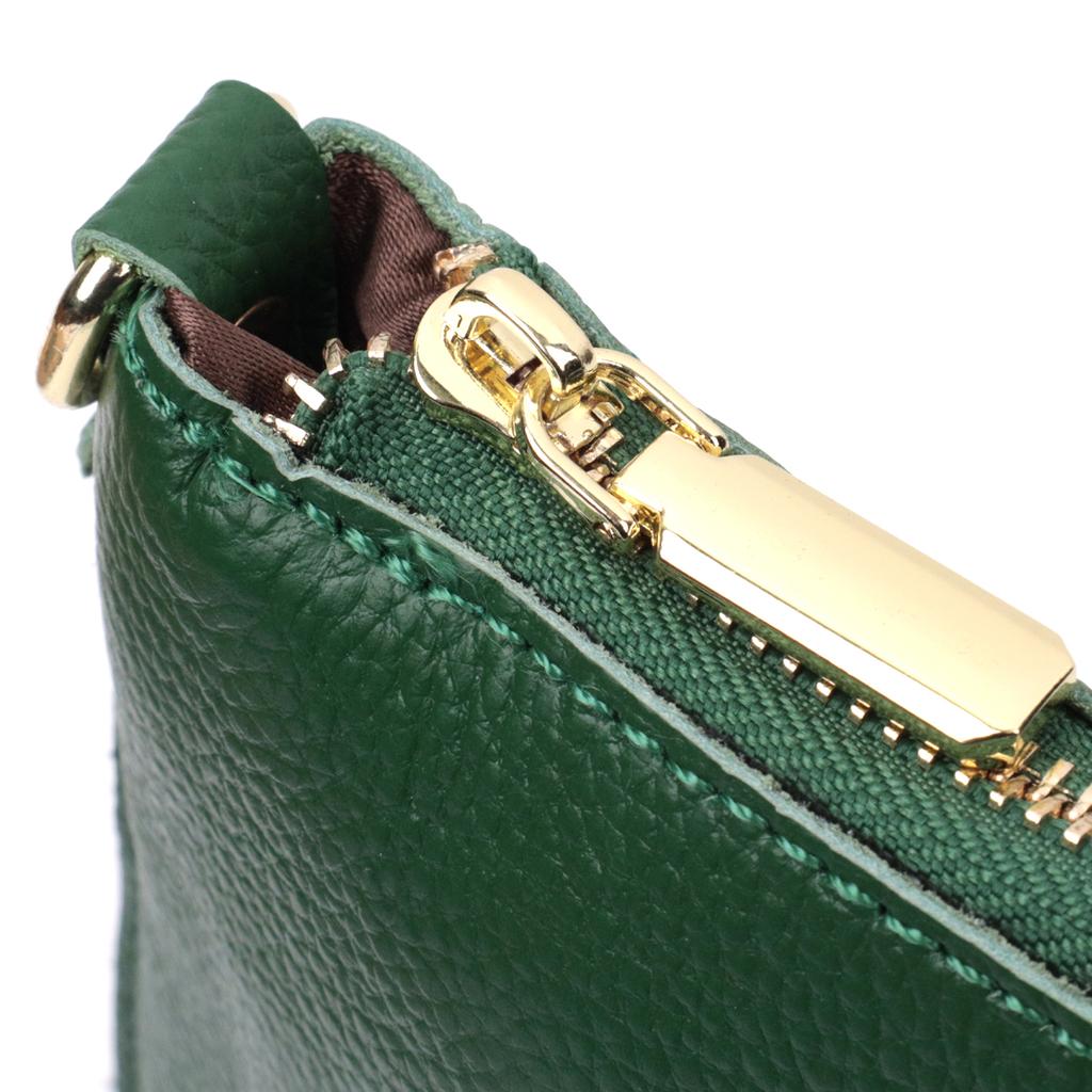 Original Women's Clutch Bag with Two Straps Made of Genuine Leather Vintage 22647 Green