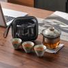 Boutique Hand-painted Ge Kiln Light Luxury Travel Tea Set Outdoor Portable Set High-end Business Gifts Can Be Raised