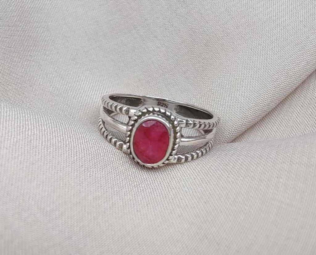 Dainty Ruby Ring: Handmade 925 Sterling Silver July Birthstone