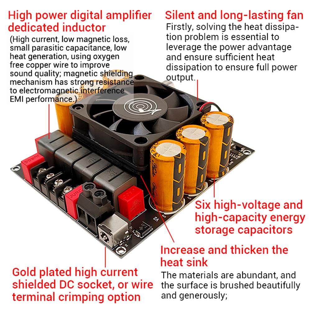 TPA3255 Аудиофильский HIFI Цифровой Аудио Усилитель Плата Блока Питания 600 Вт + 600 Вт Высокомощный 2.0 Двухканальный Стерео Модуль DC 18-50 В