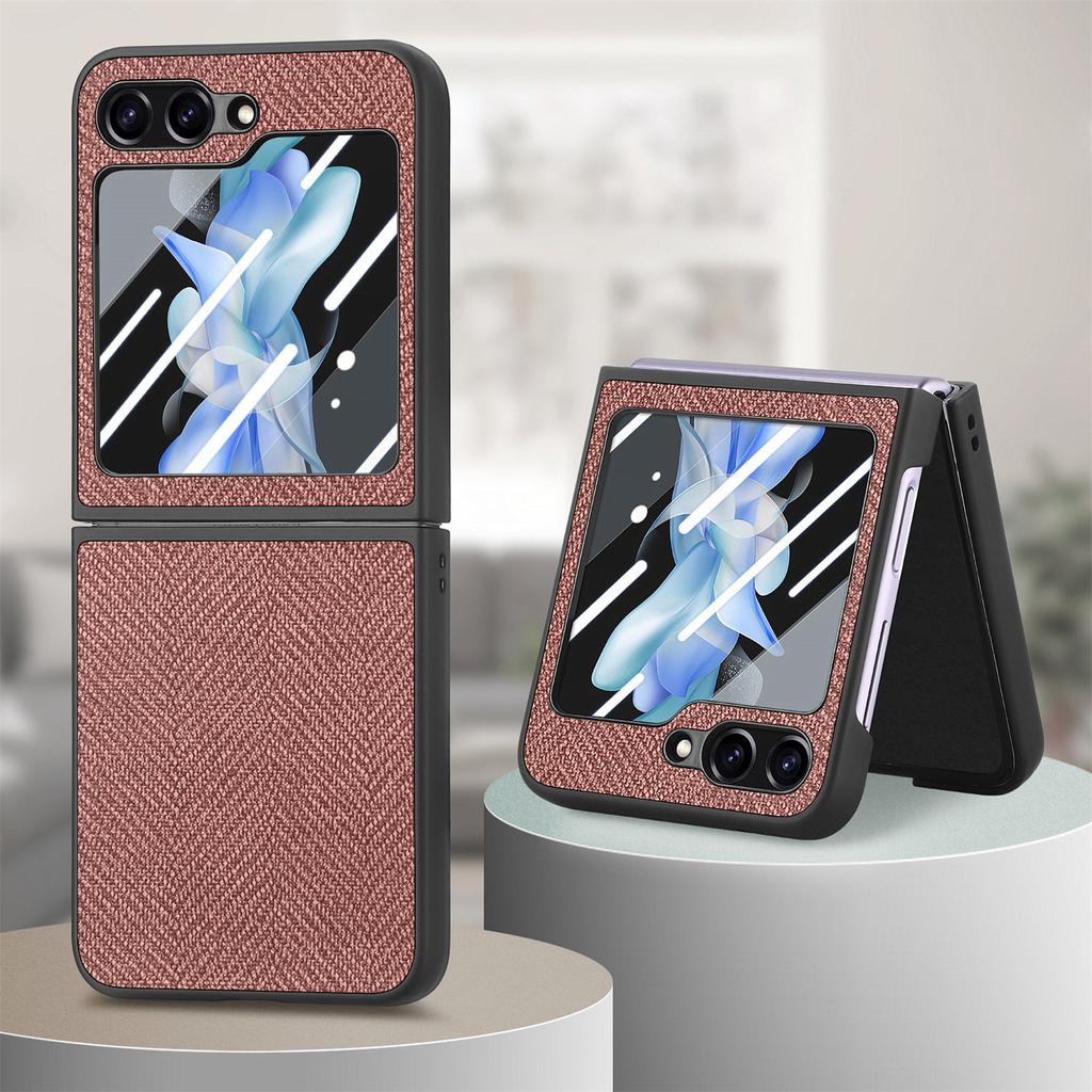 Luxury PU Leather Phone Case for Samsung Galaxy Z Flip 5 4 5G Flip5 Flip4  5G Hard Shell Shockproof Protective Cover