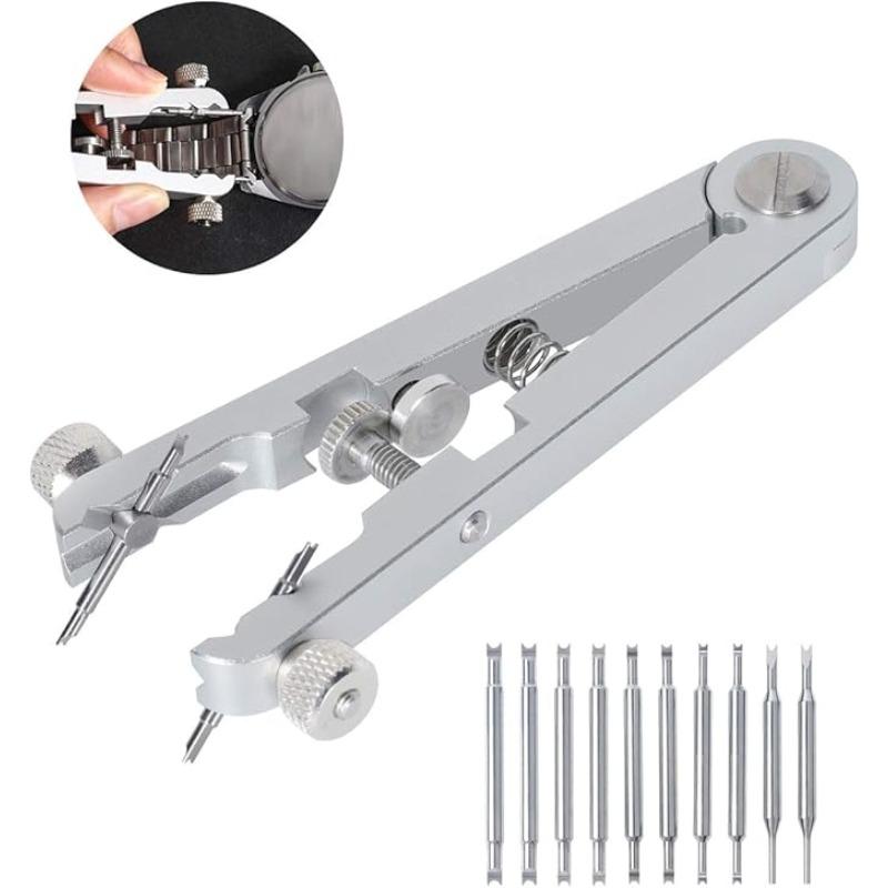 Набор инструментов для снятия пружинных штифтов часов с прочными 10 наконечниками, пинцетом для пружинных штифтов для снятия, ремонта ремешков наручных часов