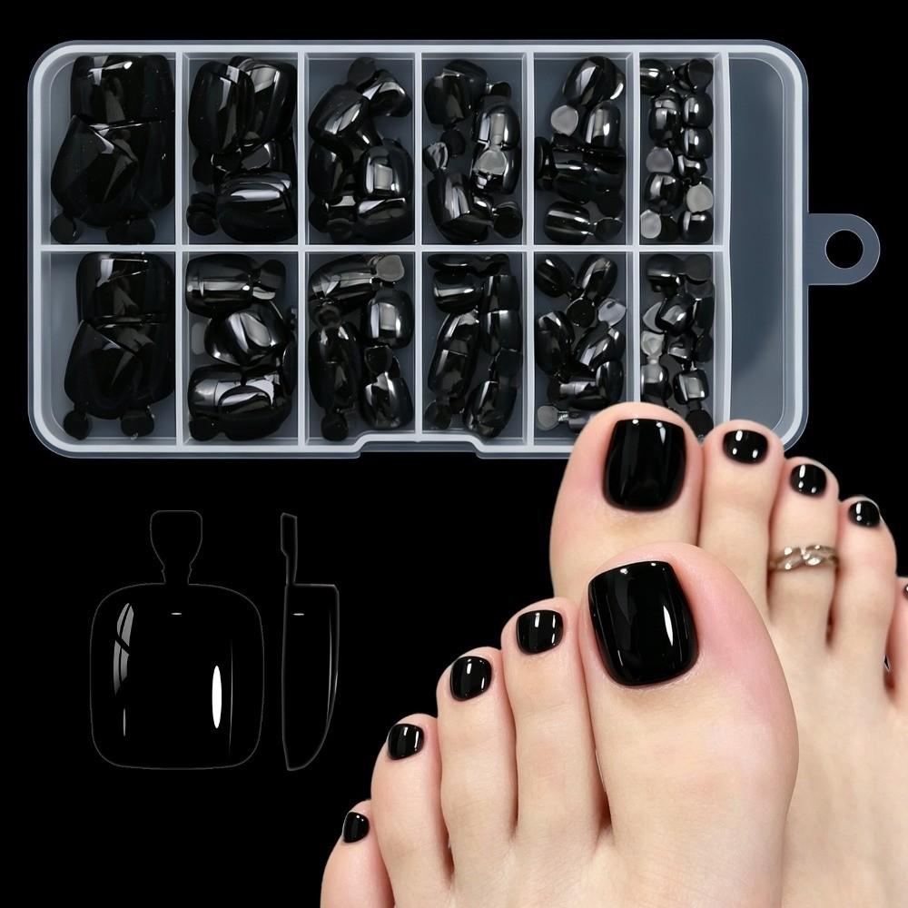 120 pcs Glossy Finish Press On Toenails Pre Colored Toe Nail Box Pack Fake Toenails For Women Girls