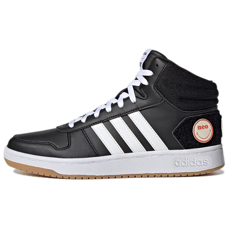 Adidas Neo Hoops 2.0 Mid Round Toe Lace-Up Shock Absorbing Non-Slip Wear-Resistant Basketball Shoes Men Sneakers Black White GY7616