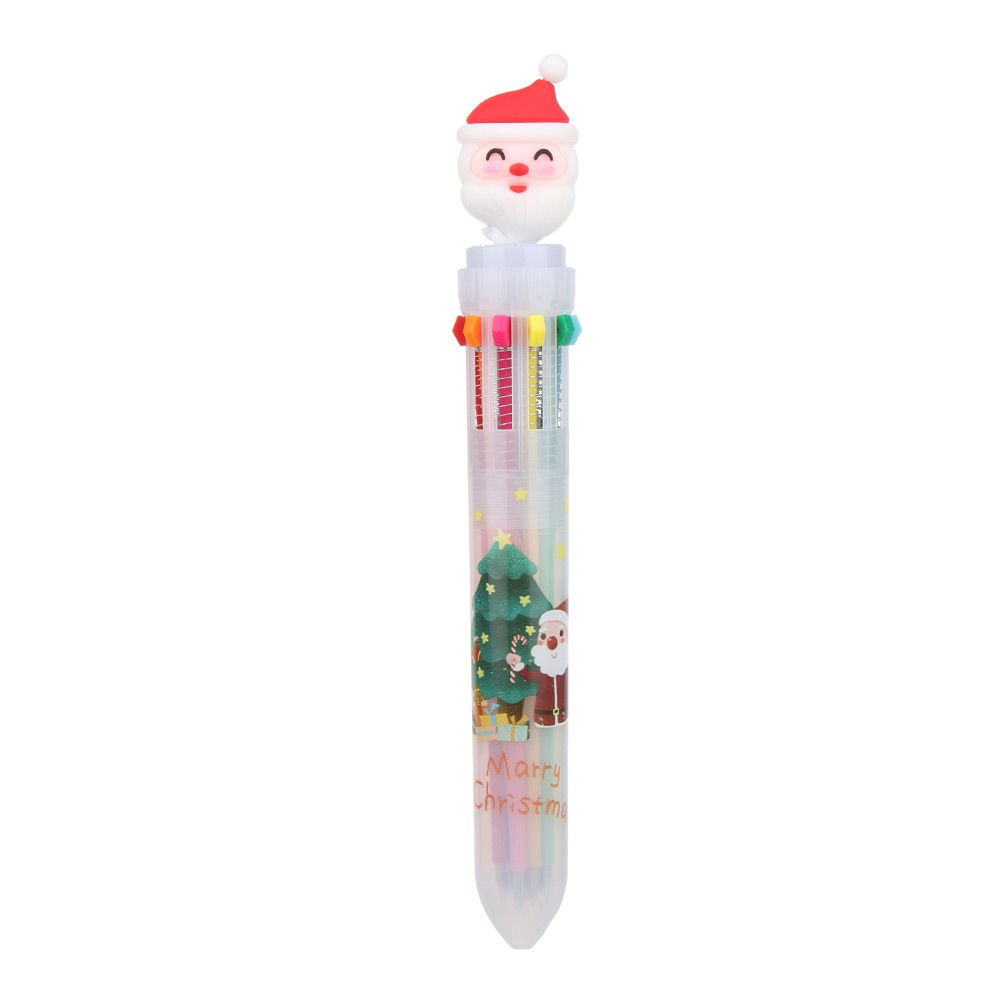 6/10Colors Cute Gifts School Xmas Stationery Merry Christmas Cartoon Ball-point Pen Santa Claus Pen