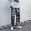 Клетчатые мужские брюки, весна-лето, модные повседневные винтажные брюки, свободные прямые домашние брюки, красивая уличная одежда, брюки большого размера