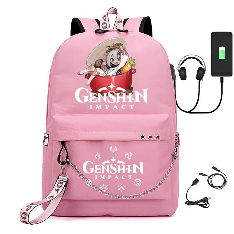 Харадзюку Молодежные Школьные Сумки Унисекс Genshin Impact Дорожные Сумки С USB-зарядкой Оксфордские Водонепроницаемые Рюкзаки на Плечо для Ноутбука