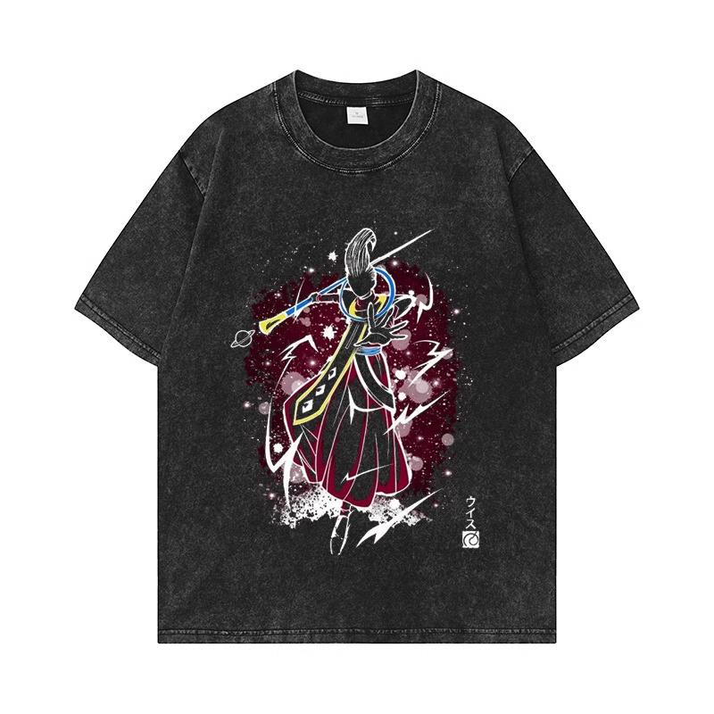 Dragon Ball Z Beerus Purple Energy Blast Printed Tshirt Mens and Womens Washed Tshirt High Quality Vintage Cotton Tshirt