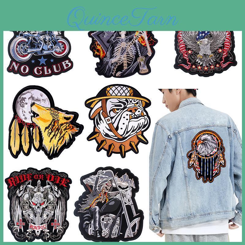 Patch Locomotive Large Embroidery Back Iron On Patches For Clothing Punk Skull Embroidered Patches On Clothes For Jacket Ironing