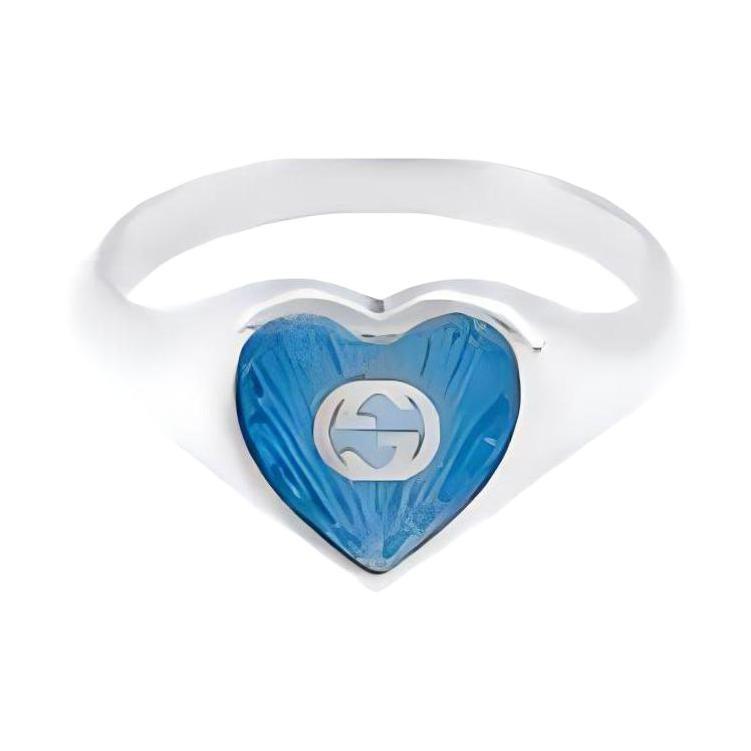 GUCCI Ring With Interlocking G Enamel Heart 645544-J8410-8183