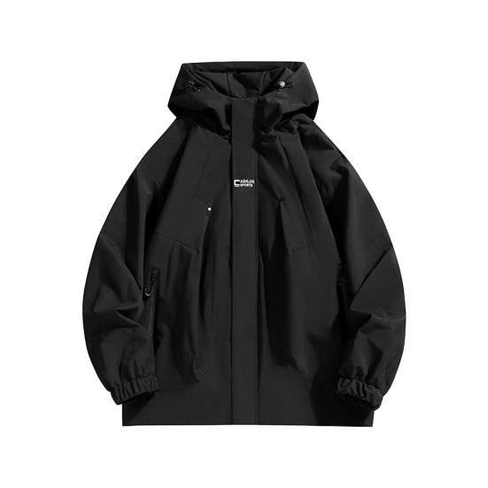 Пара Водонепроницаемая Куртка С Капюшоном Длинный Рукав Весна Осень Повседневная Куртка с Карманами Однотонная Верхняя Одежда для Путешествий на Открытом Воздухе