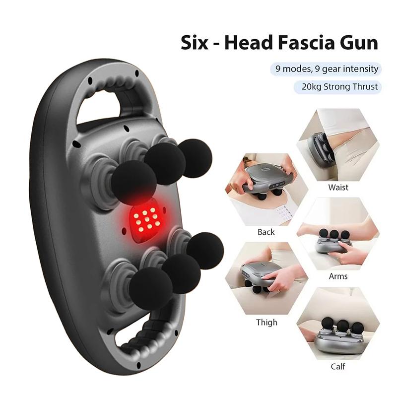 Fascia Gun Six-head Muscle Relaxation Electric Massager Wireless Waist Back Masajeador Deep High Frequency Vibrater Body Massage
