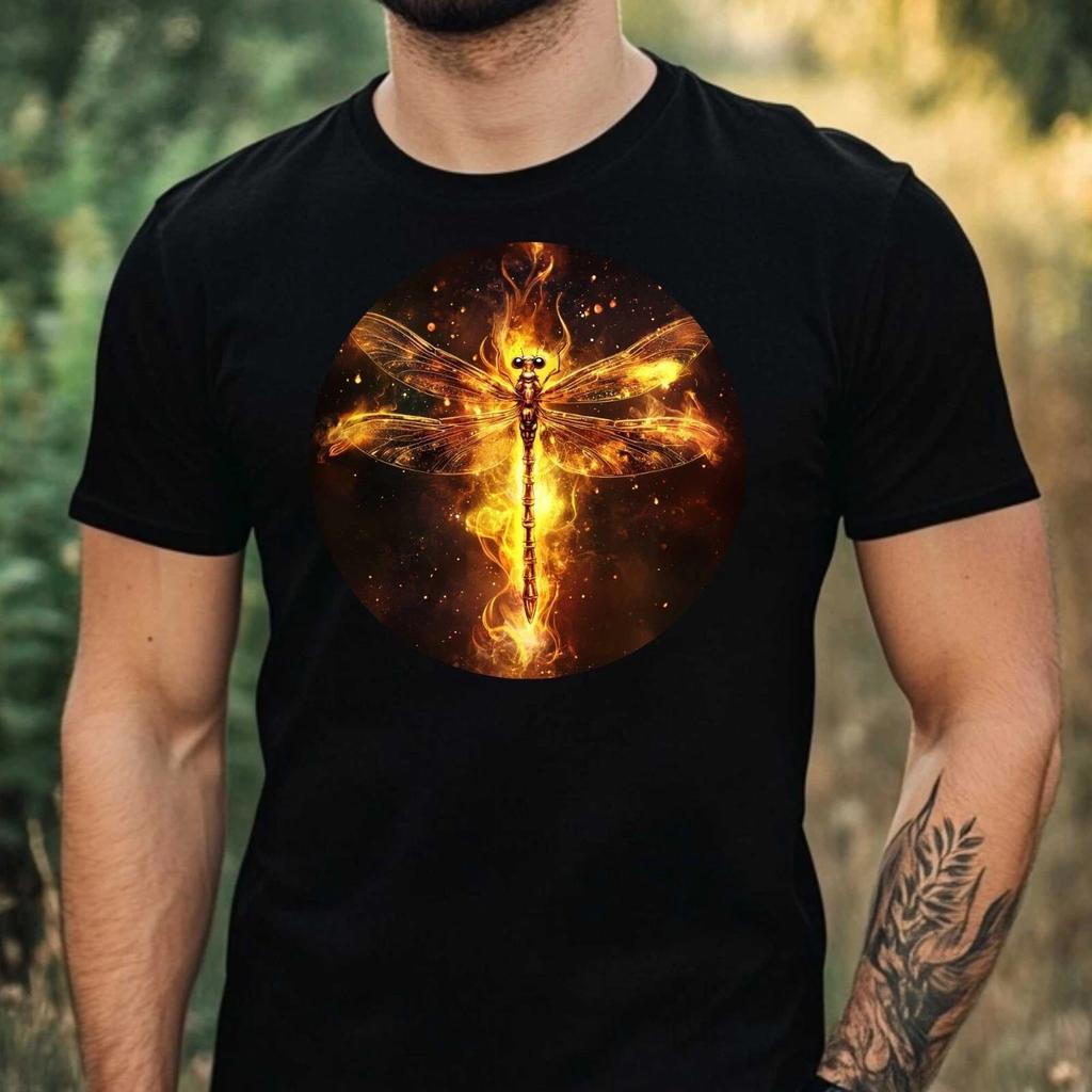 T-Shirt Herren Libelle in Flammen Motiv Baumwolle Größe XS bis 5XL
