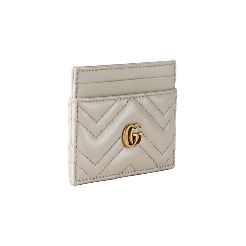 Gucci GG Marmont Золотой Логотип Кожаный Держатель для Карт Женские Аксессуары Светло-Бежевый 443127-DTDHT-1712