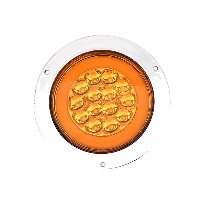 10-30V Hot Selling 4 Inch Round LED Indicator Tail Stop Reverse Flashing Light for Truck Trailer Rear Lamp with Chrome Grommet
