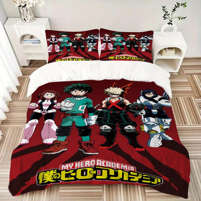 3Pcs Heroic Adventures Unite Bedding Set Soft Fabric Duvet Cover Pillowcases Christmas Xmas Halloween Gift 1 Duvet Cover 2 Pillowcase L1374