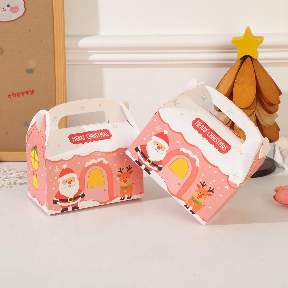 10Pcs Cartoon Print Bakery Dessert Box Paper Christmas Candy Container Theme Decoration