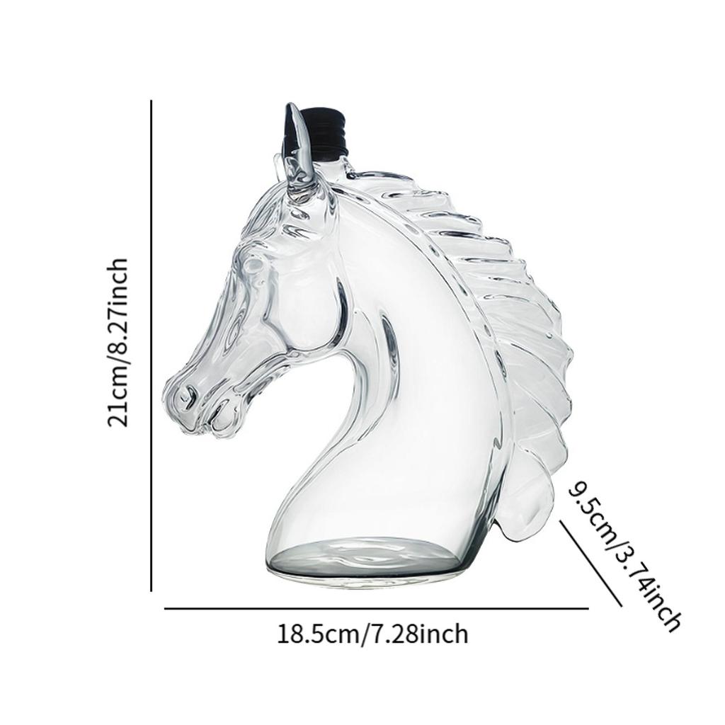 Whiskey Bottle Engraved Horse Head Shape Glass Decanter for Whiskey Bourbon Brandy Unique Liquor Bottle Gift for Whiskey Lovers