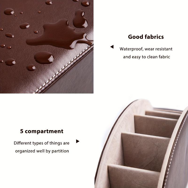 Hot Sale New In 5 Grid Pu Leather Organizer Remote Control Phone And Tv Holder Desk Storage Box Cosmetics Brush