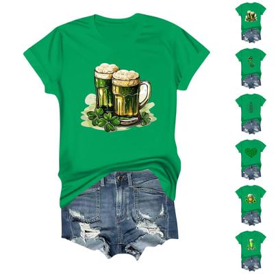 Женская повседневная футболка с принтом, пуловер с круглым вырезом, топ с коротким рукавом