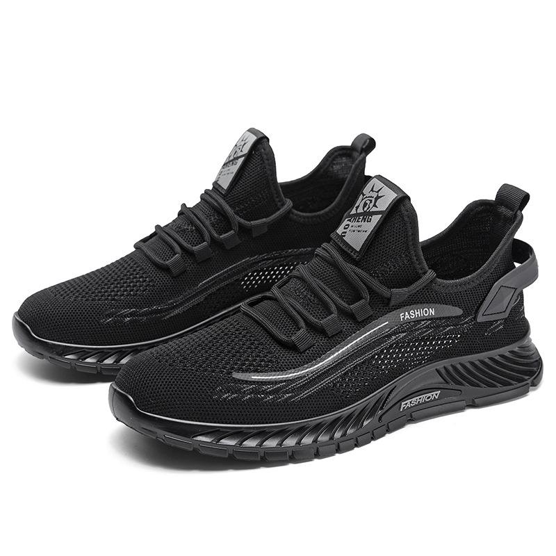 2025 летние повседневные одинарные туфли модные мужские новые дышащие спортивные туфли трендовые летающие тканые полые одинарные сетчатые туфли
