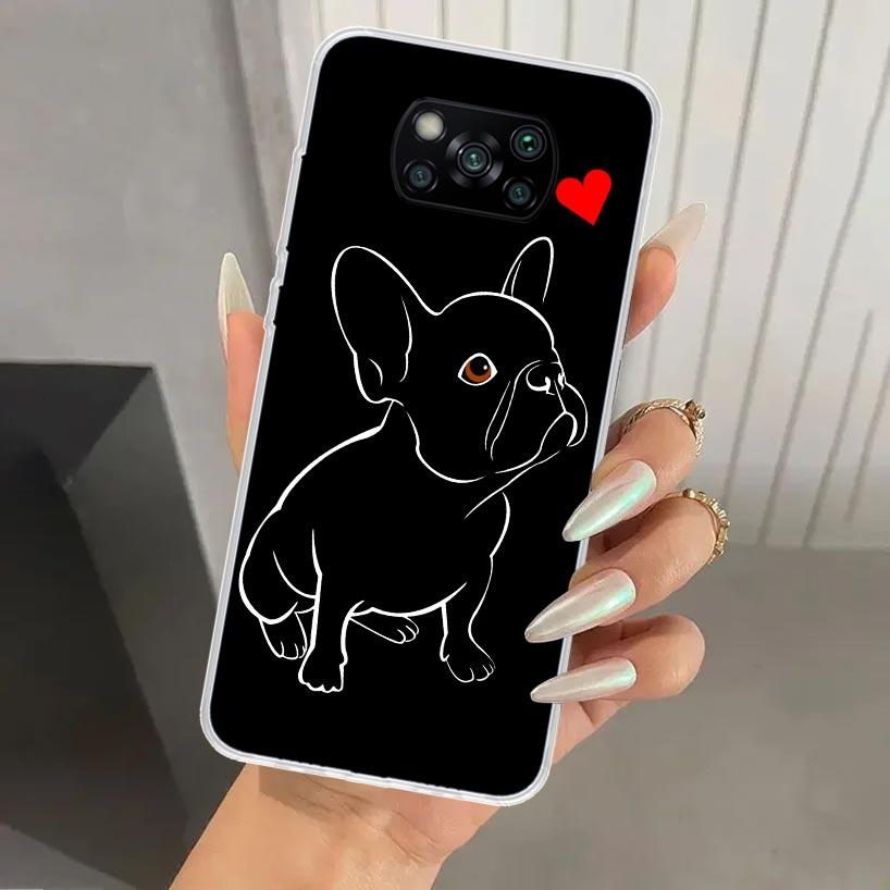 Черно-белый чехол для телефона с французским бульдогом для Xiaomi Poco X5 X6 X7 Pro F7 Ultra M7 Redmi 15 15C 13 13C 12 12C 10 10A 10C 9 9A 9C 9T