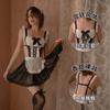 Women's Chiffon Lace Sheer Maid Role Play Costume Lingerie Set