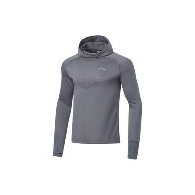 Коллекция Li Ning для бега Футболки мужские Эбеновый черный С капюшоном Утепленные и с флисовой подкладкой Прямой крой ATLT075-1