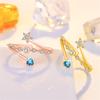 Elegant Charm Female White Star Blue Heart Zircon Stone Adjustable Open Ring Vintage Rose Gold Color Wedding Jewelry For Women