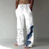 Men's Casual Loose And Comfortable Casual Pants Cotton Linen Printed Drawstring Trousers