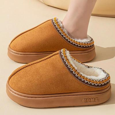 Модные Платформенные Пушистые Тапочки Женские Домашние Балетки Модные Плюшевые Зимние Дизайнерские Туфли Женские Домашние Элегантные Коричневые Меховые Тапочки Замшевые