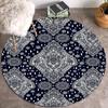 Ethnic Style Rug Floor Mat Boho Round Carpet Home Hotel Living Room for Kids Anti Slip Carpet Doormat Circle Rug