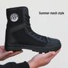 Men's High-Top Black Tactical Safety Boots - Non-Slip, Breathable, Durable for All Seasons Hiking
