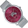 Аналоговые металлические часы Casio, серебристо-красные, с браслетом.