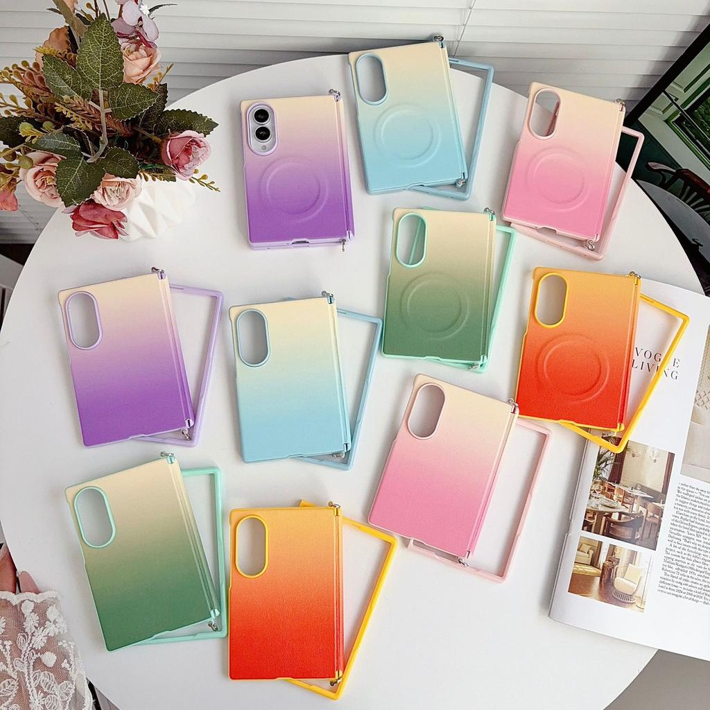 Применимо к чехлу для мобильного телефона Samsung zfold1 с передней рамкой, магнитной застежкой, постепенным изменением цвета, центральной осью, боковой застежкой, чехол для широкого складывания ZFOLD1